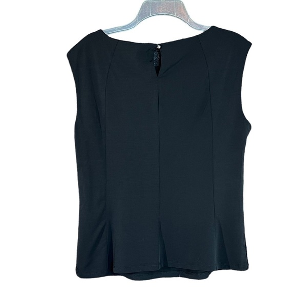 Carmen Marc Valvo Black With Silver Chain & Zipper Detail Sleeveless Top Size M - Picture 6 of 13